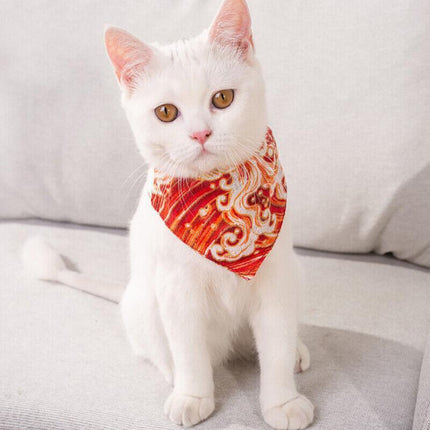 Pet Bandana-Style Collar Saliva Towel Adjustable for Cat Kitten Dog Puppy S Size - Aimall