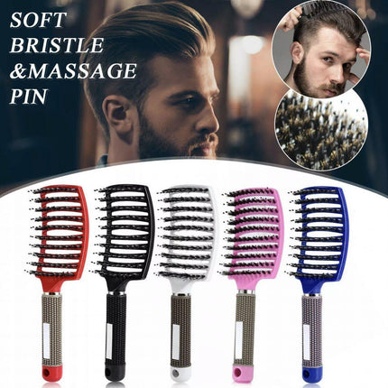 Detangle Nylon Boar Bristle Brush Hairbrush Smooth Hair Head Scalp Massage Comb - Aimall
