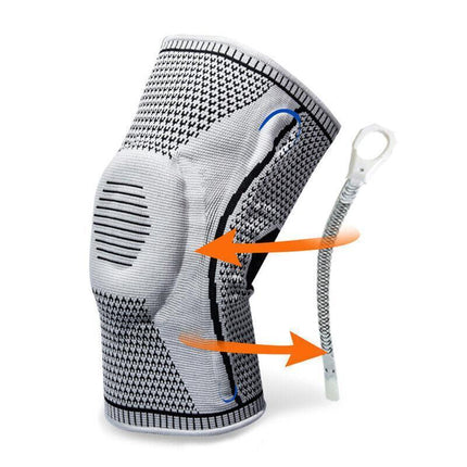 Grey Knee Brace Knee Compression Sleeve Professional Sports Silicone Knee Support - Aimall
