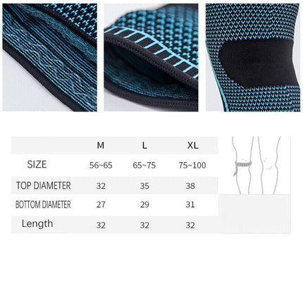 Blue Knee Brace Knee Compression Sleeve Professional Sports Silicone Knee Support - Aimall