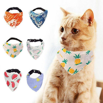 Pet Bandana-Style Collar Saliva Towel Adjustable for Cat Kitten Dog Puppy S Size - Aimall