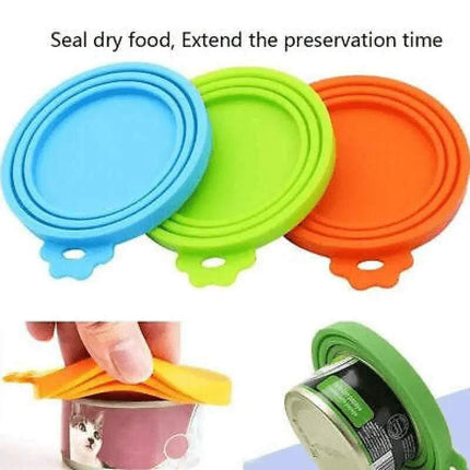 Sky Blue 1/2/3pc Pet Food Can Cover Lid Pet Tin Silicone Reusable Storage Cap Top - Aimall