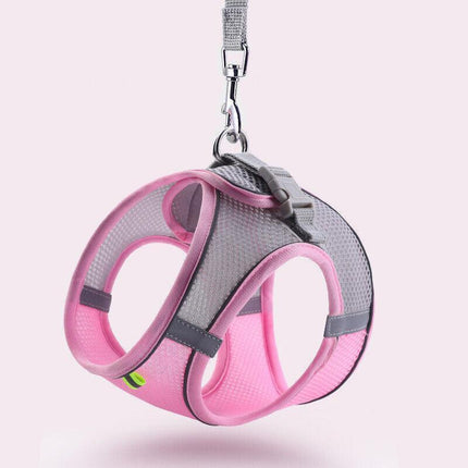 Pet Dog Harness Adjustable Reflective Breathable Outdoor Collars Strap Cat Leash Green - Aimall
