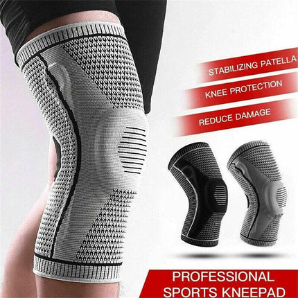 Blue Knee Brace Knee Compression Sleeve Professional Sports Silicone Knee Support - Aimall