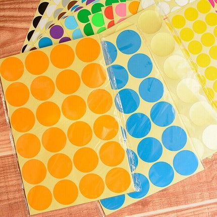 Yellow Assorted Sizes Colour Sticker Dots Adhesive Round Labels Circular Spot Scrapbook - Aimall