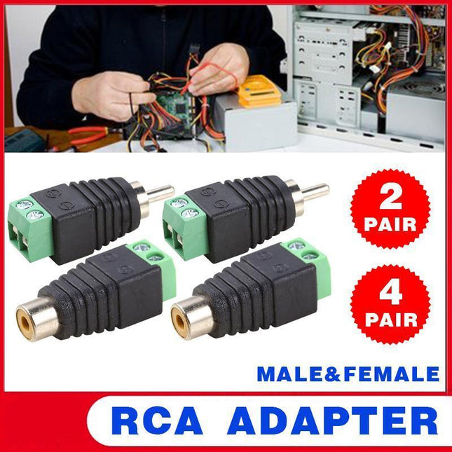 2/4 Pair Speaker Wire cable to female & male RCA Adapter Connector Jack Plug LED - Aimall