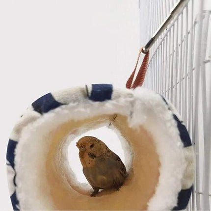 Pet Tunnel Hammock Linen Plush Cotton Cage Hanging Guinea Pig Hamster Warm Sleep M Size - Aimall