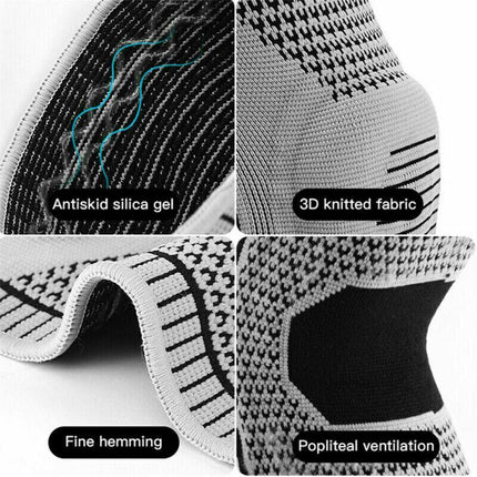 Blue Knee Brace Knee Compression Sleeve Professional Sports Silicone Knee Support - Aimall