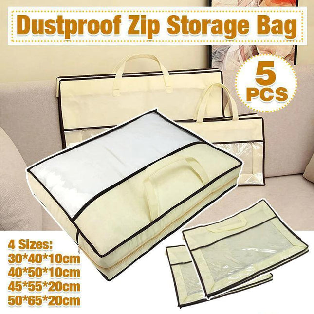 5x Dustproof Zip Storage Bag Non-woven Waterproof Quilt Storage Pillow Organizer - Aimall