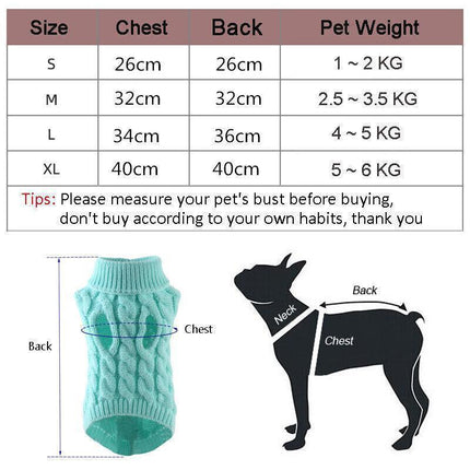 Puppy Dog Jumper Winter Warm Knitted Sweater Pet Clothes Small Dogs Coat Thermal M Size - Aimall