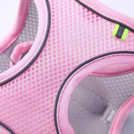 Pet Dog Harness Adjustable Reflective Breathable Outdoor Collars Strap Cat Leash Pink - Aimall
