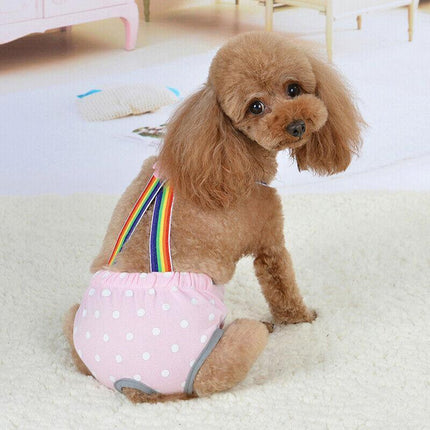 Female Pet Dog Cat Puppy Pant Menstrual Sanitary Nappy Diaper Wrap Underwear Pink - Aimall
