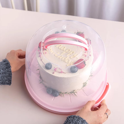Reusable Plastic Cupcake Carrier Box Transparent Handle Cake Container