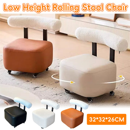 Movable Low Height Rolling Stool Chair Sturdy for Kitchen Office Garage Workshop
