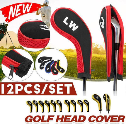 12Pcs Golf Head Cover Iron Putter Driver Headcover Protective Set Club Covers - Aimall