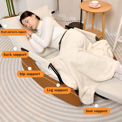 Foldable Recliner Chair with 3-Level Backrest Chenille Upholstery