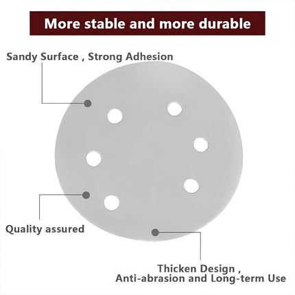 100x 123mm 6/8-Hole Sanding Discs Hook Loop Orbital Sander Pads 80 120 240 Grit