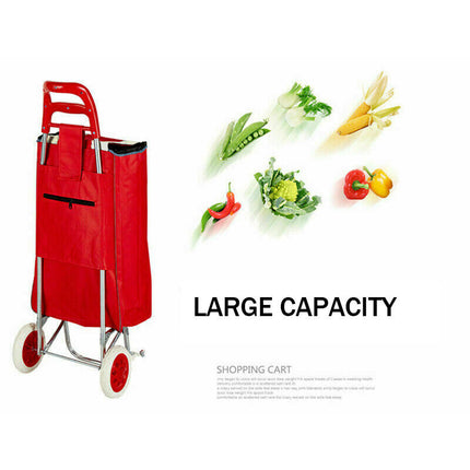 1X Shopping Cart Carts Trolley Foldable Bags Luggage Wheels Folding Basket