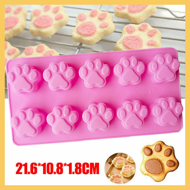 Paw Print Silicone Mold for Chocolate Ice Cubes Jelly Fondant and Baking DIY