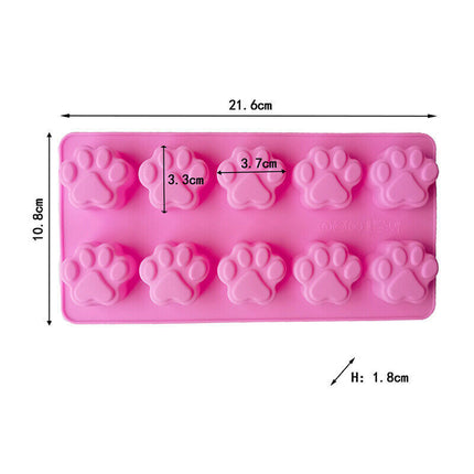 Paw Print Silicone Mold for Chocolate Ice Cubes Jelly Fondant and Baking DIY