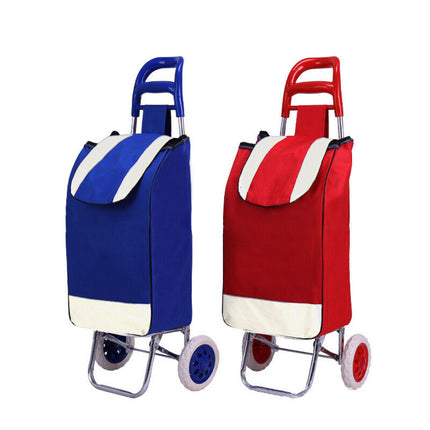 1X Shopping Cart Carts Trolley Foldable Bags Luggage Wheels Folding Basket