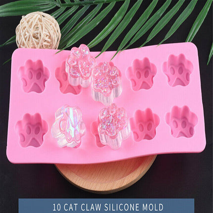 Paw Print Silicone Mold for Chocolate Ice Cubes Jelly Fondant and Baking DIY