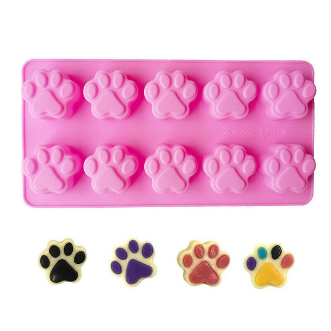 Paw Print Silicone Mold for Chocolate Ice Cubes Jelly Fondant and Baking DIY