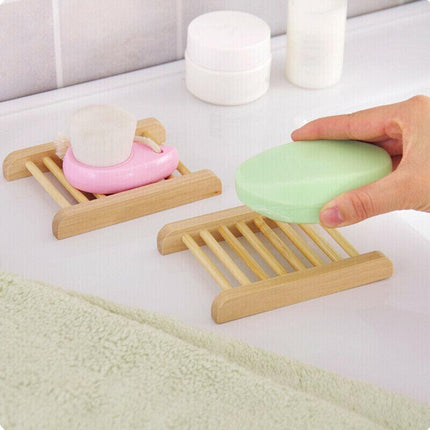 Natural Wooden Bamboo Soap Dish Tray Holder Storage Soap Rack Box Soap Dishes Au - Aimall