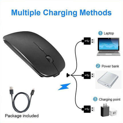 Optical Wireless Bluetooth 5.1 Slim Rechargeable Mouse for Laptop, Mac，iPad - Aimall