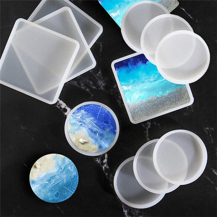 Coaster Resin Casting Mould Epoxy Mold Silicone Craft DIY Jewelry Agate Making - Aimall