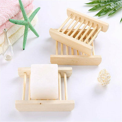 Natural Wooden Bamboo Soap Dish Tray Holder Storage Soap Rack Box Soap Dishes Au - Aimall