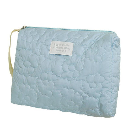 New Floral Makeup Bag Multifunctional Quilted Cosmetic Pouch Toiletry - Aimall