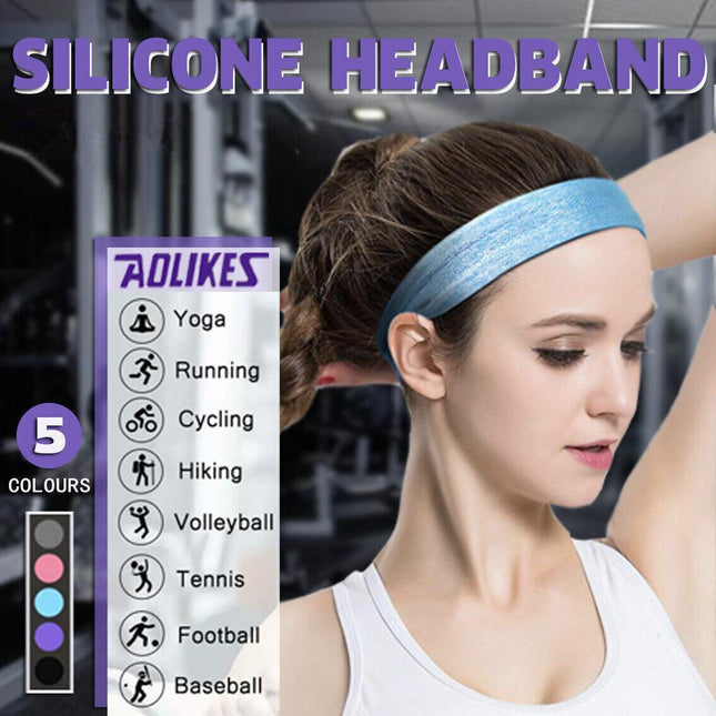 Aolikes Breathable Silicone Anti-Slip Hair Band Fitness Sports Running Headband - Aimall
