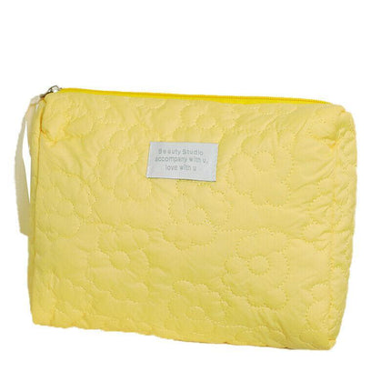 New Floral Makeup Bag Multifunctional Quilted Cosmetic Pouch Toiletry - Aimall