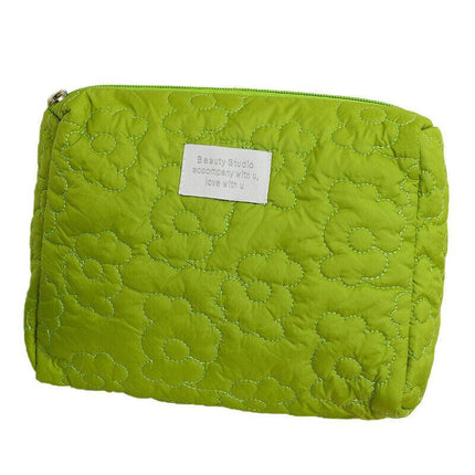New Floral Makeup Bag Multifunctional Quilted Cosmetic Pouch Toiletry - Aimall