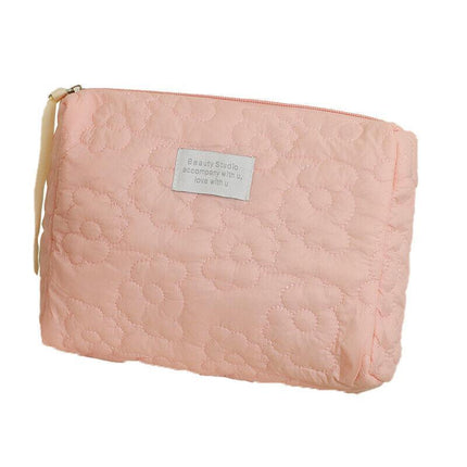 New Floral Makeup Bag Multifunctional Quilted Cosmetic Pouch Toiletry - Aimall