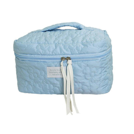 New Floral Makeup Bag Multifunctional Quilted Cosmetic Pouch Toiletry - Aimall