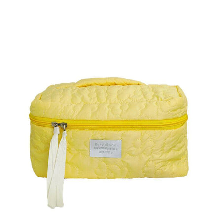 New Floral Makeup Bag Multifunctional Quilted Cosmetic Pouch Toiletry - Aimall
