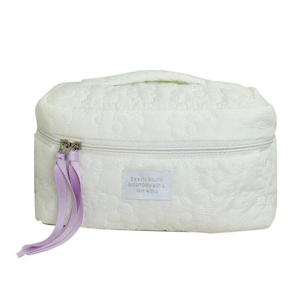New Floral Makeup Bag Multifunctional Quilted Cosmetic Pouch Toiletry - Aimall
