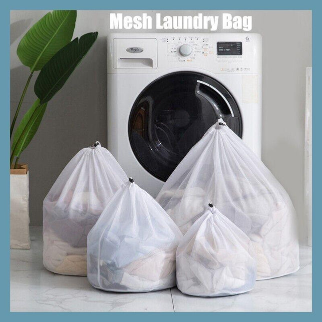 Laundry Washing Mesh Net Bag Drawstring Delicate Cloth Cleaning Clothes Lingerie - Aimall