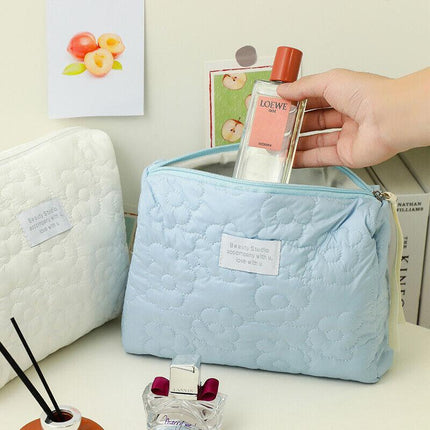 New Floral Makeup Bag Multifunctional Quilted Cosmetic Pouch Toiletry - Aimall