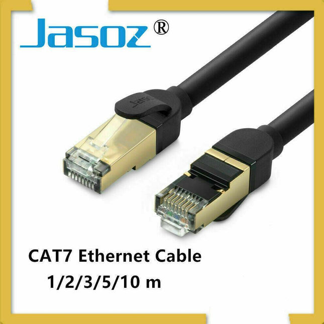 Jasoz Network Lan Cat7 Rj45 Cord Ethernet Flat Shielded Cable Patch Lead 1-10M - Aimall