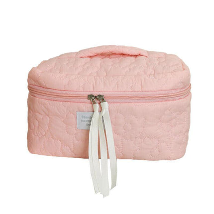 New Floral Makeup Bag Multifunctional Quilted Cosmetic Pouch Toiletry - Aimall
