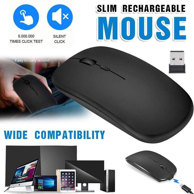 Optical Wireless Bluetooth 5.1 Slim Rechargeable Mouse for Laptop, Mac，iPad - Aimall