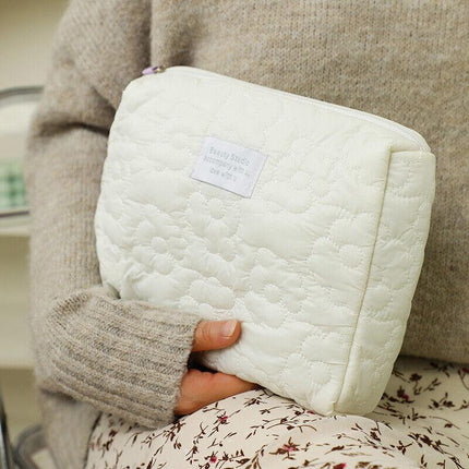 New Floral Makeup Bag Multifunctional Quilted Cosmetic Pouch Toiletry - Aimall