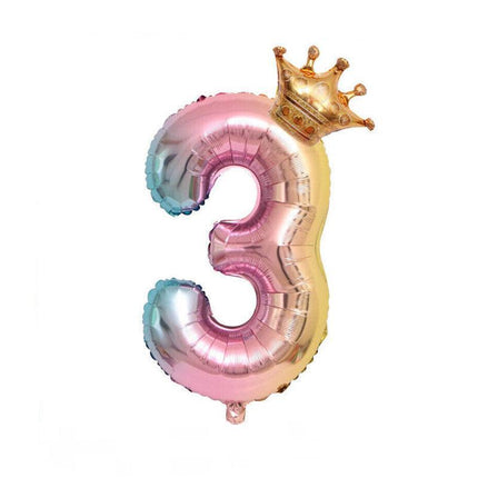 81cm Iridescent Rainbow Foil Balloons 32" Number Wedding Birthday Party Balloon - Aimall