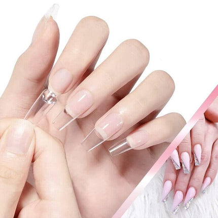 500 PCS Fake French Nail Tips White Clear Stiletto False Gel Pointy Art Acrylic - Aimall