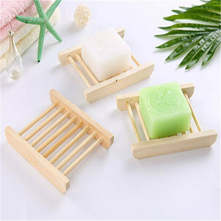 Natural Wooden Bamboo Soap Dish Tray Holder Storage Soap Rack Box Soap Dishes Au - Aimall