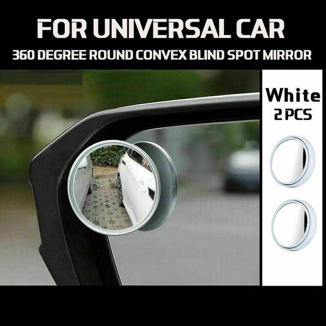 2X Blind Spot Car Mirror 360?? Wide Angle Adjustable Rear Side View Convex White - Aimall