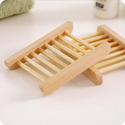 Natural Wooden Bamboo Soap Dish Tray Holder Storage Soap Rack Box Soap Dishes Au - Aimall